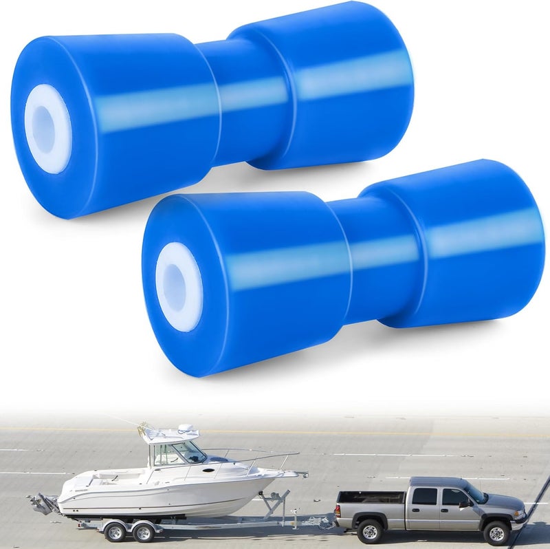 BALAVA Boat Trailer Roller 8/10/12in,Keel Rollers for Boat Trailer,Heavy Duty PU Bow Roller Boat Trailer Accessories Replacement Boat Trailer Parts Fits 5/8" Shaft (Blue,1/2 Pack) - Image 1